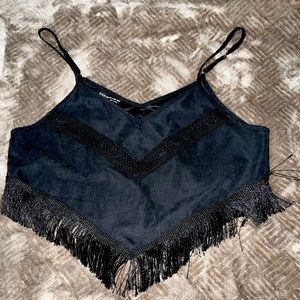Black suede crop top